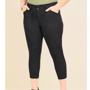 Torrid Crop Aviator Twill Pants Skinny Stretch Mid Rise Black Plus Size 22 NWT